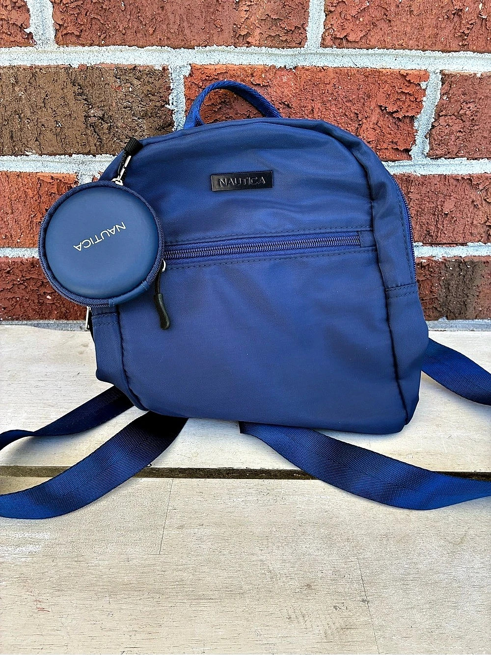 Nautica Nylon Logo Mini Backpack with Pouch Blue